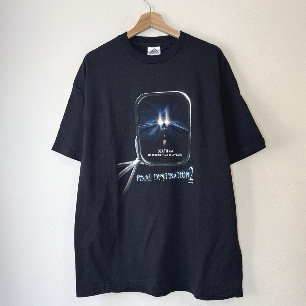 Vintage Final Destination 2 Movie Semi Truck Mirror Promo Black Tee Shirt RARE